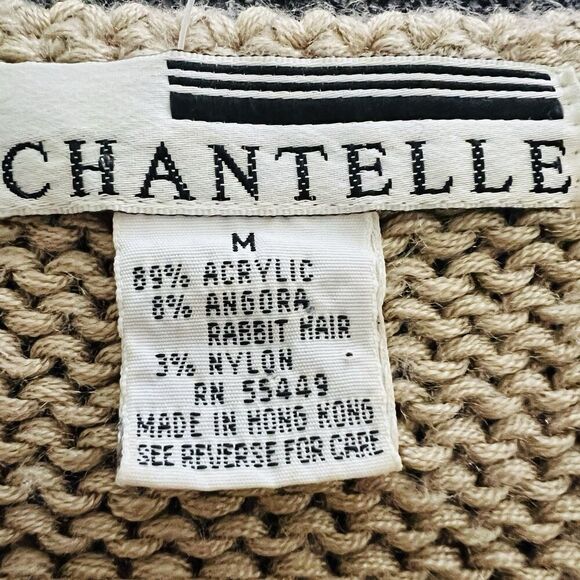 Chantelle Brown & White Angora Rabbit Hair Blend Cozy Sweater - Medium - Picture 8 of 9